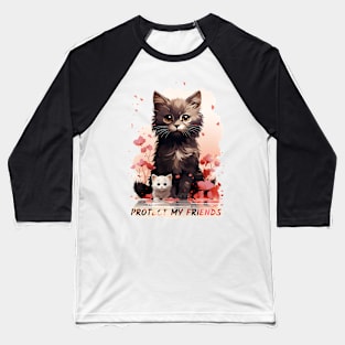 KItty Kitten Lover Protect Heart Love Tribute - band love music valentine Cat Lover Baseball T-Shirt